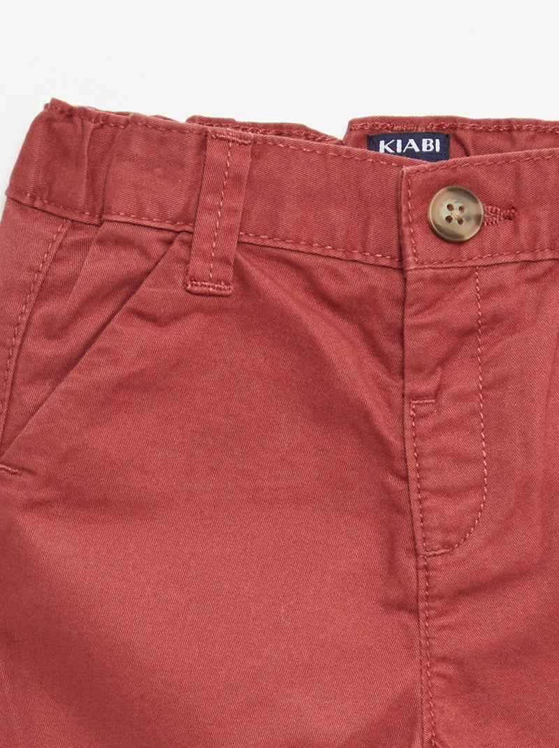 Short chino avec taille ajustable Rouge - Kiabi