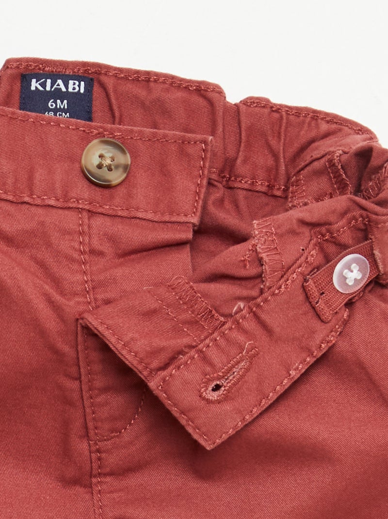 Short chino avec taille ajustable Rouge - Kiabi