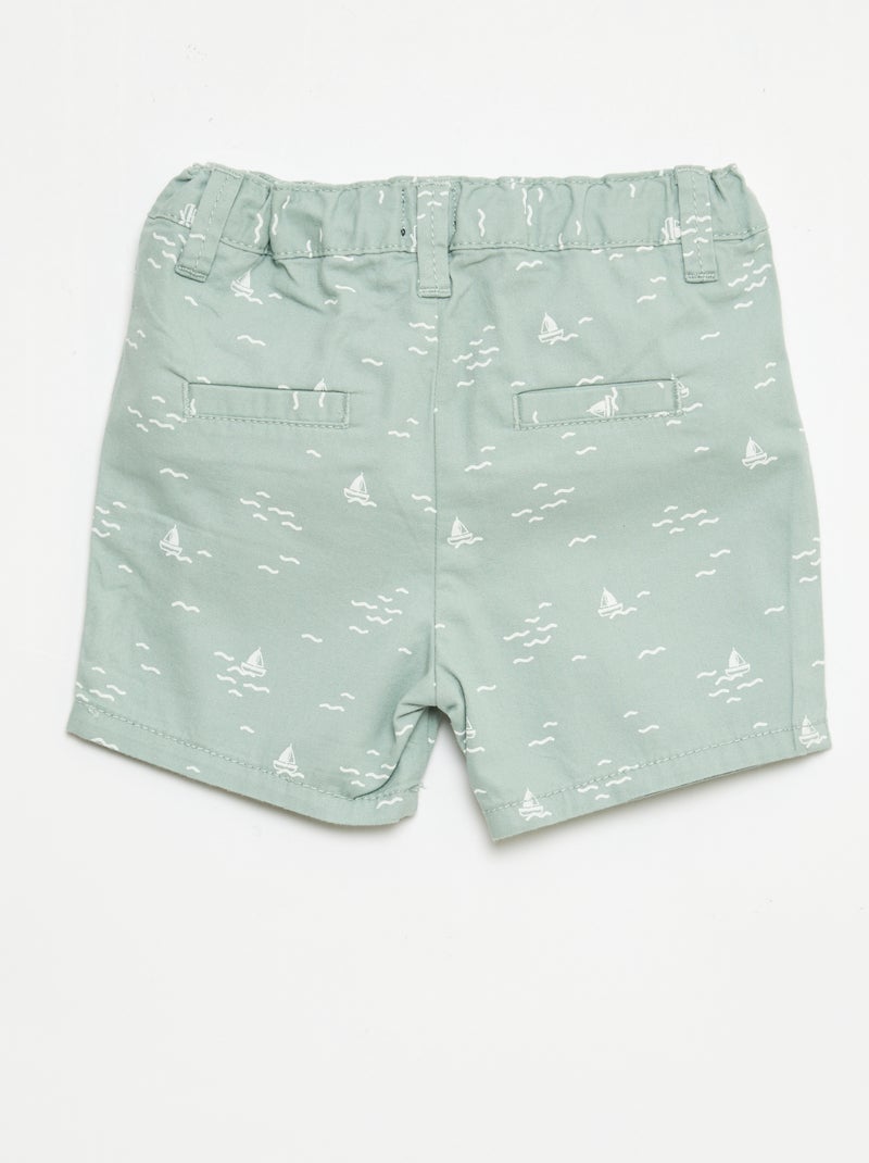 Short chino avec taille ajustable Vert - Kiabi