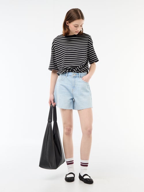 Short corto in denim a vita alta - Kiabi