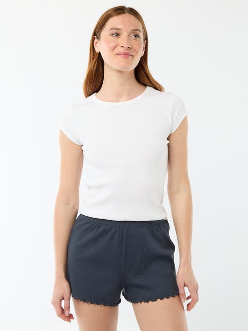 Short court de pyjama en coton uni - Kiabi