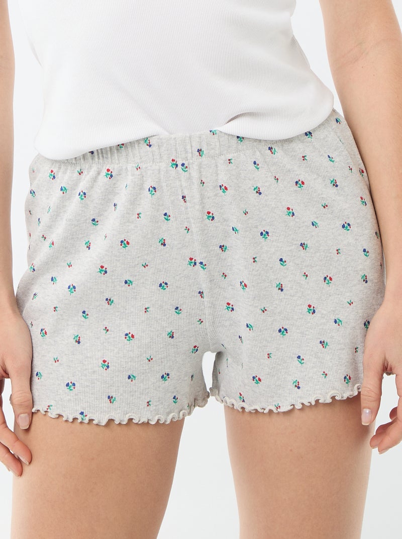 Short court de pyjama 'fleurs' all-over en coton Gris - Kiabi