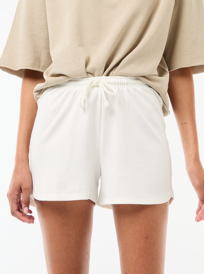 Short court en coton uni avec lien Blanc - Kiabi