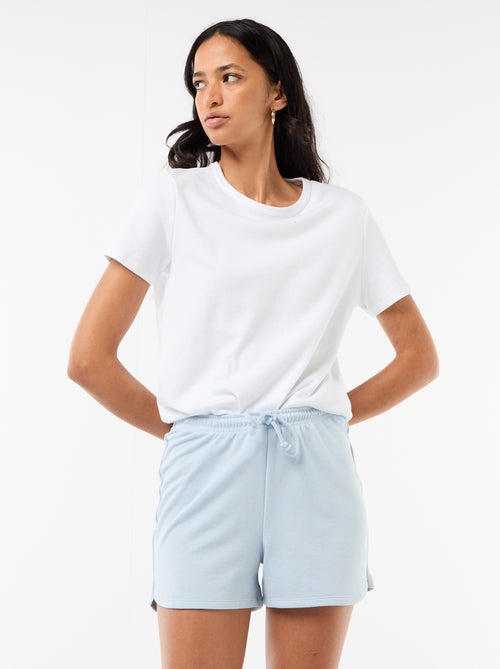 Short court en coton uni avec lien - Kiabi