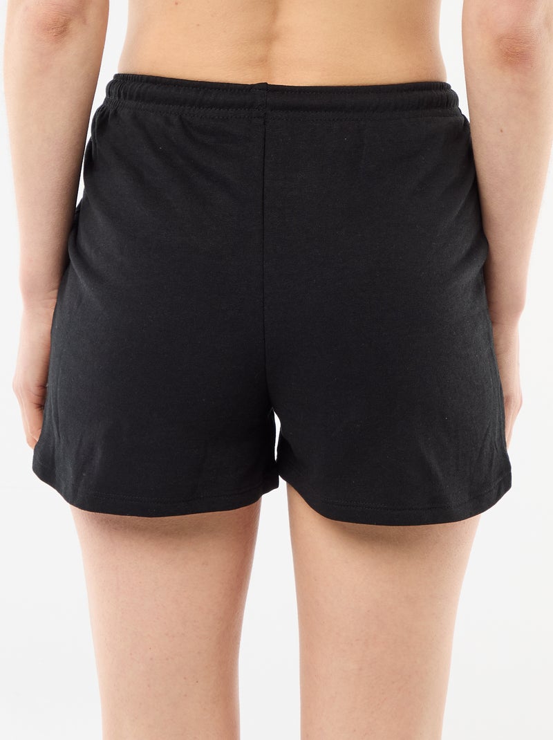 Short court en coton uni avec lien Noir - Kiabi