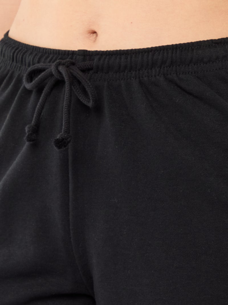 Short court en coton uni avec lien Noir - Kiabi