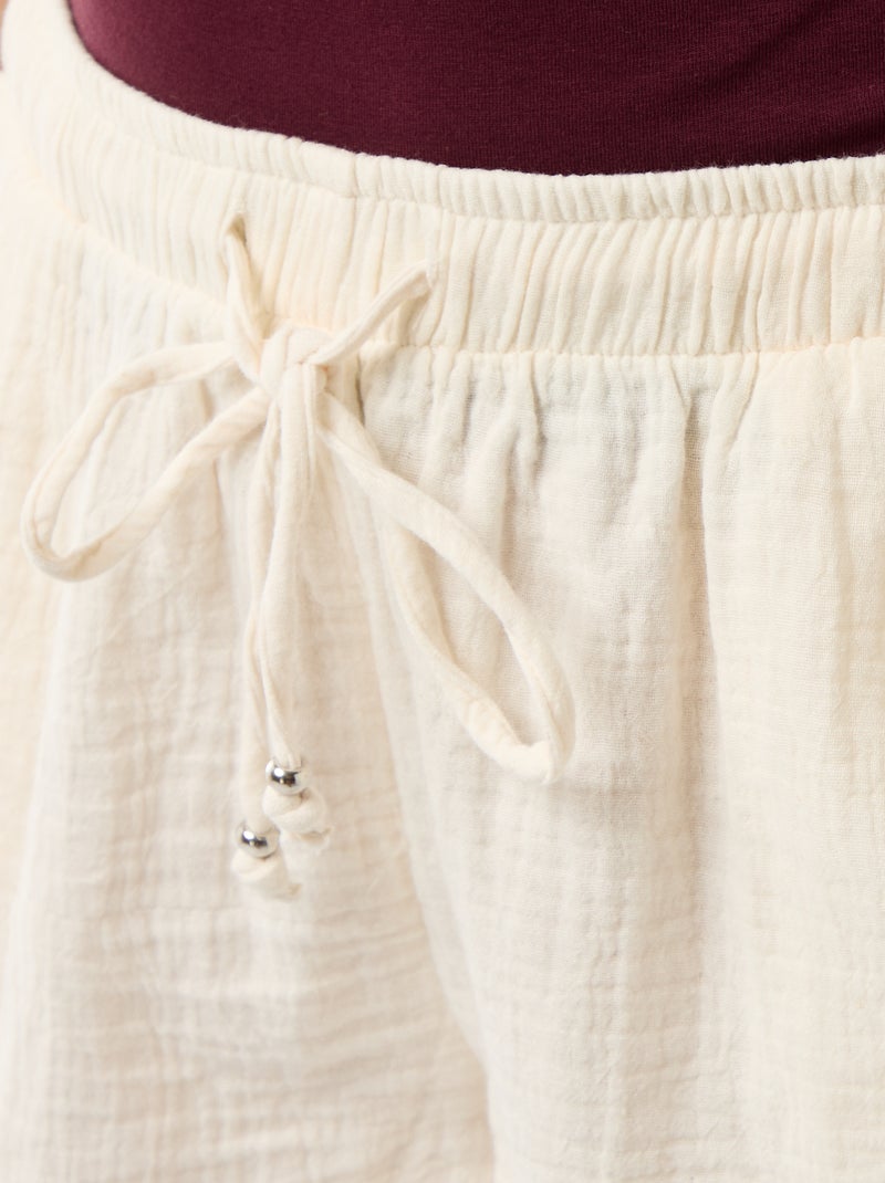Short court en gaze de coton Blanc - Kiabi