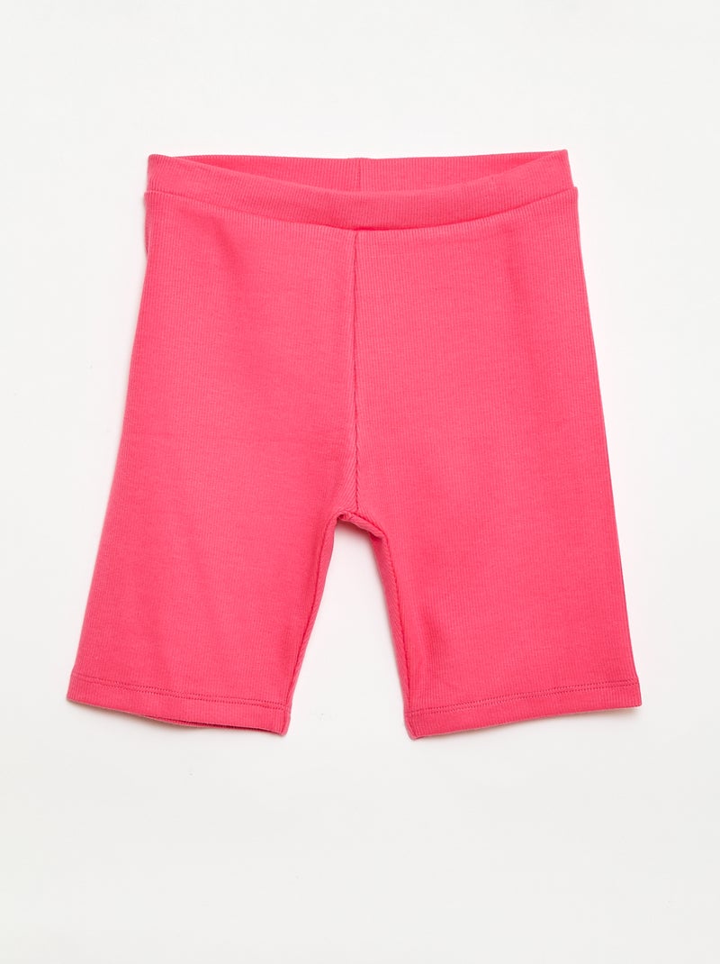 Short cycliste côtelé Rose - Kiabi