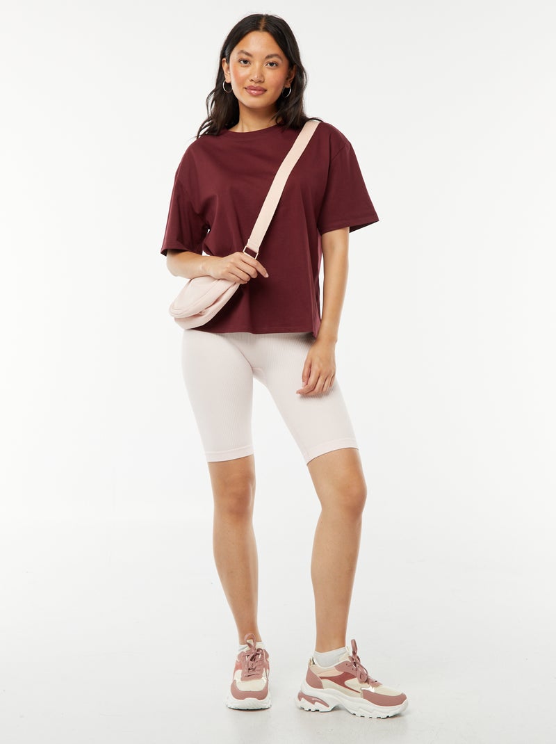 Short cycliste en maille côtelée ROSE - Kiabi