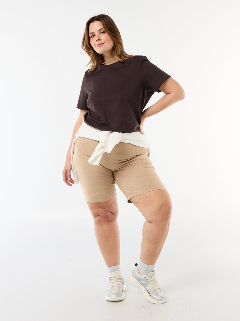 Short cycliste uni Beige - Kiabi