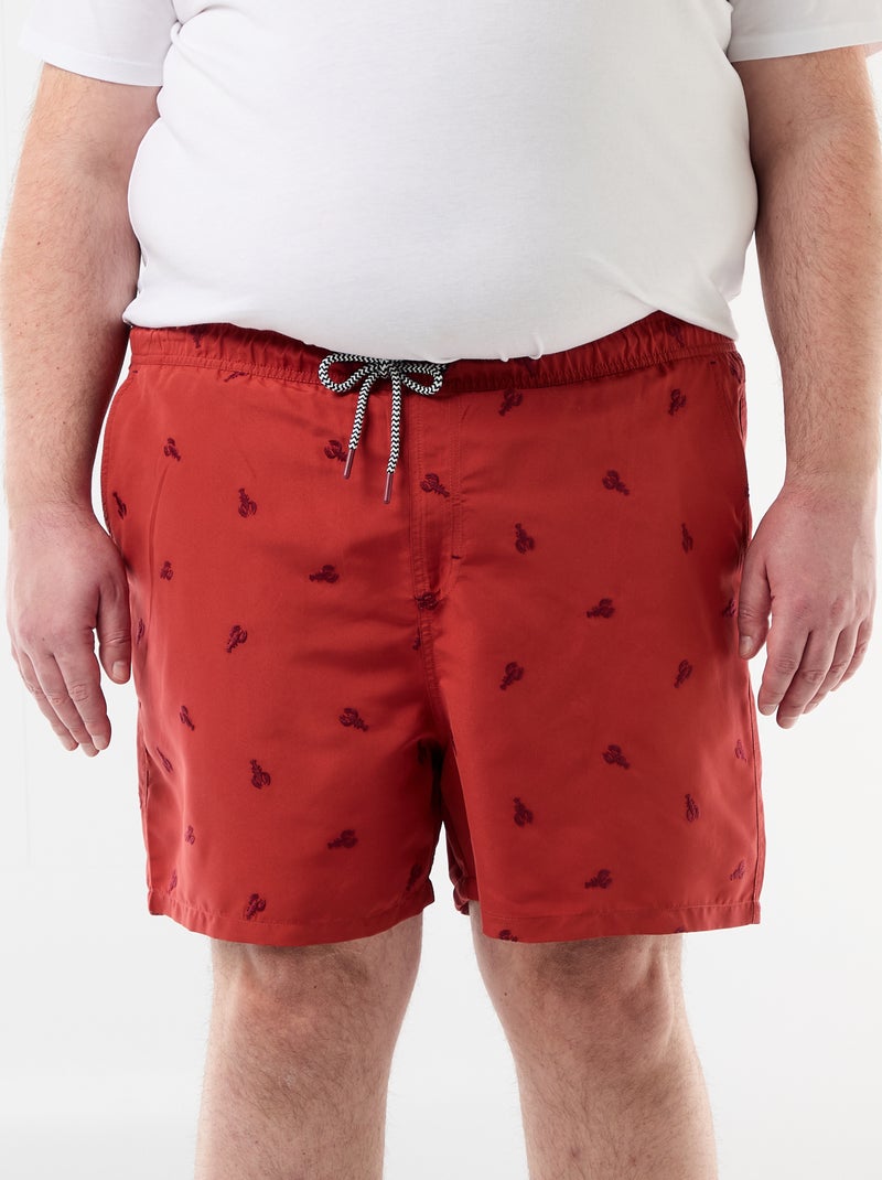 Short de bain à motif Rouge - Kiabi