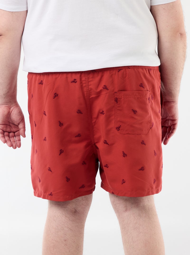 Short de bain à motif Rouge - Kiabi