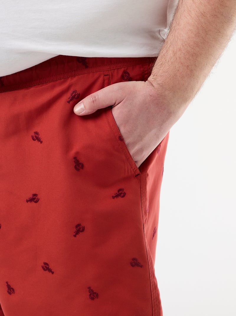 Short de bain à motif Rouge - Kiabi