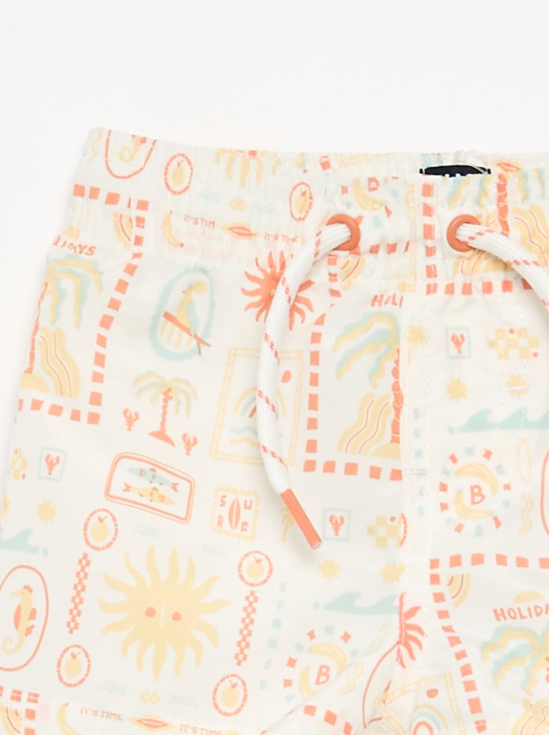Short de bain à motifs Blanc - Kiabi