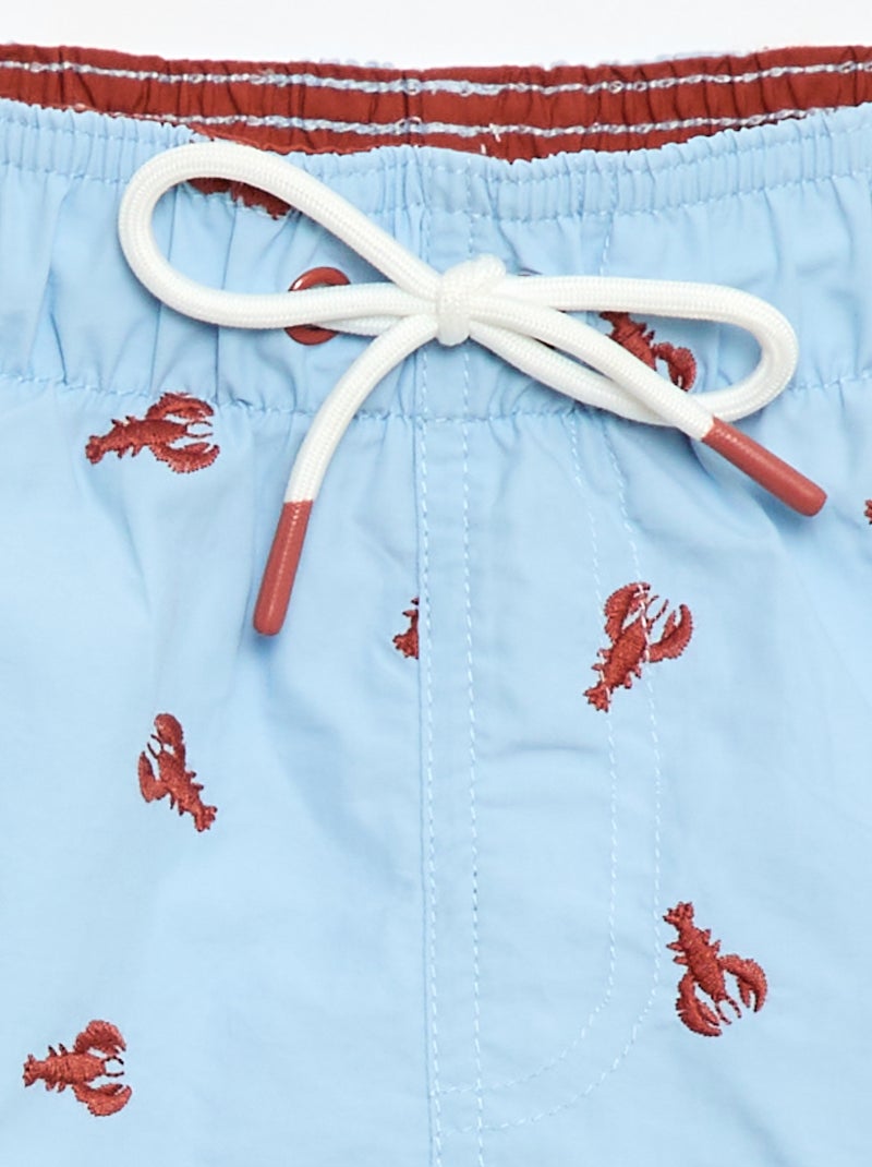 Short de bain brodé Bleu - Kiabi