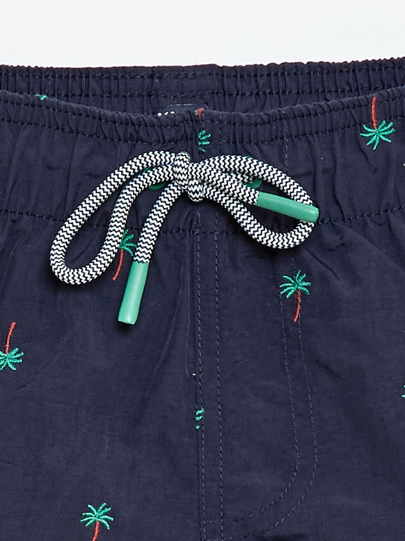 Short de bain brodé Bleu - Kiabi