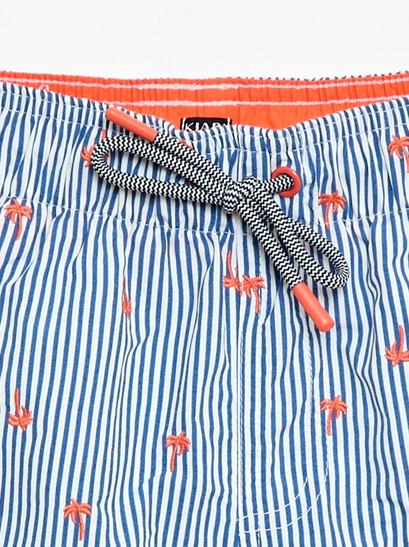 Short de bain brodé Bleu - Kiabi