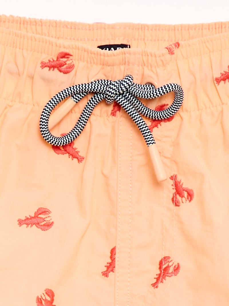 Short de bain brodé Orange - Kiabi
