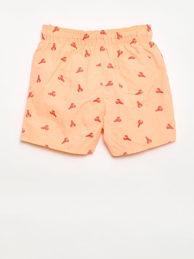 Short de bain brodé Orange - Kiabi