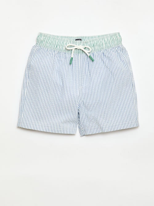 Short de bain rayé avec cordons de serrage - Kiabi