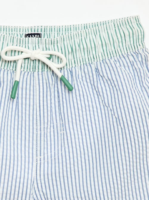 Short de bain rayé avec cordons de serrage - Kiabi