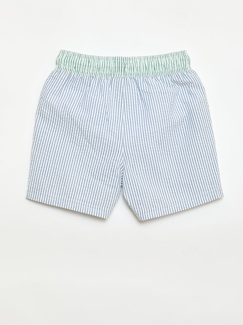 Short de bain rayé avec cordons de serrage Bleu - Kiabi