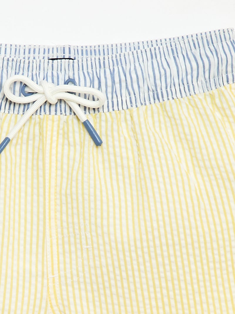 Short de bain rayé avec cordons de serrage Jaune - Kiabi