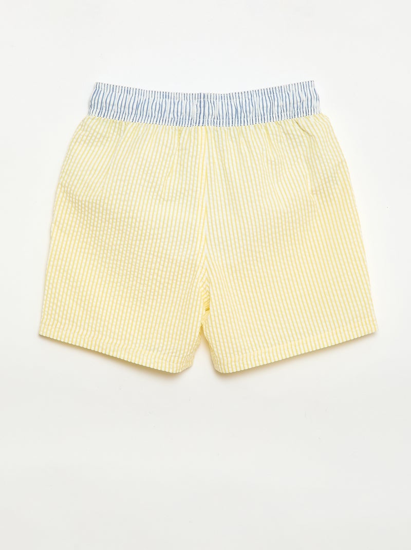 Short de bain rayé avec cordons de serrage Jaune - Kiabi