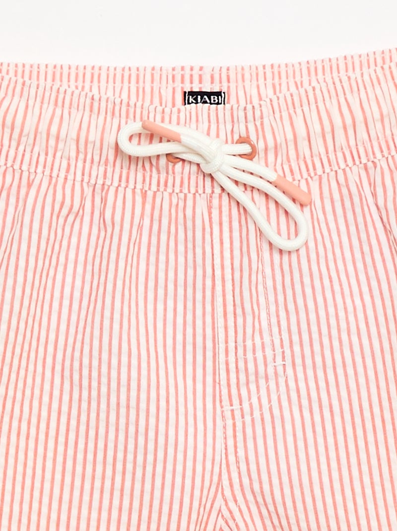 Short de bain rayé avec cordons de serrage Rouge - Kiabi