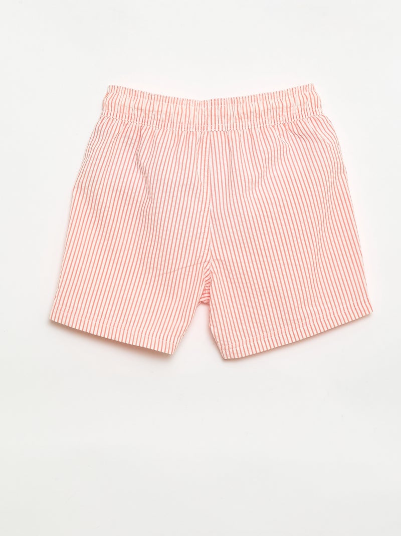 Short de bain rayé avec cordons de serrage Rouge - Kiabi