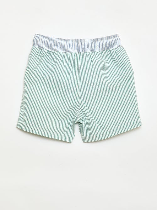 Short de bain rayé avec cordons de serrage - Kiabi