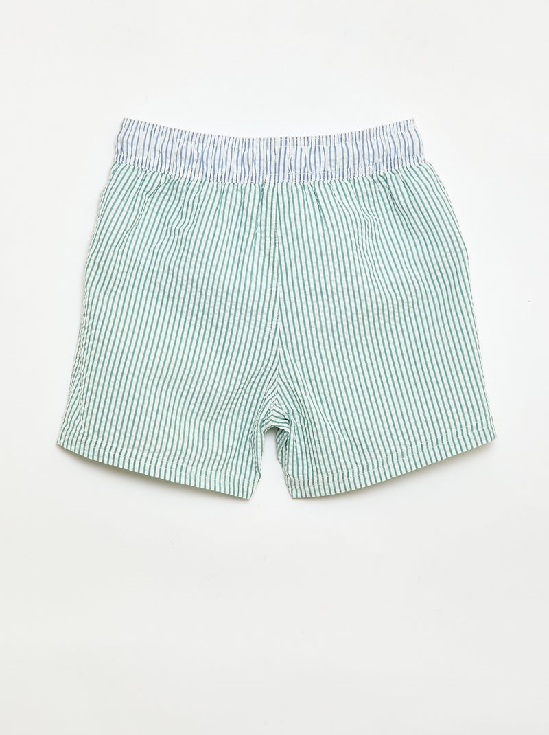 Short de bain rayé avec cordons de serrage Vert - Kiabi