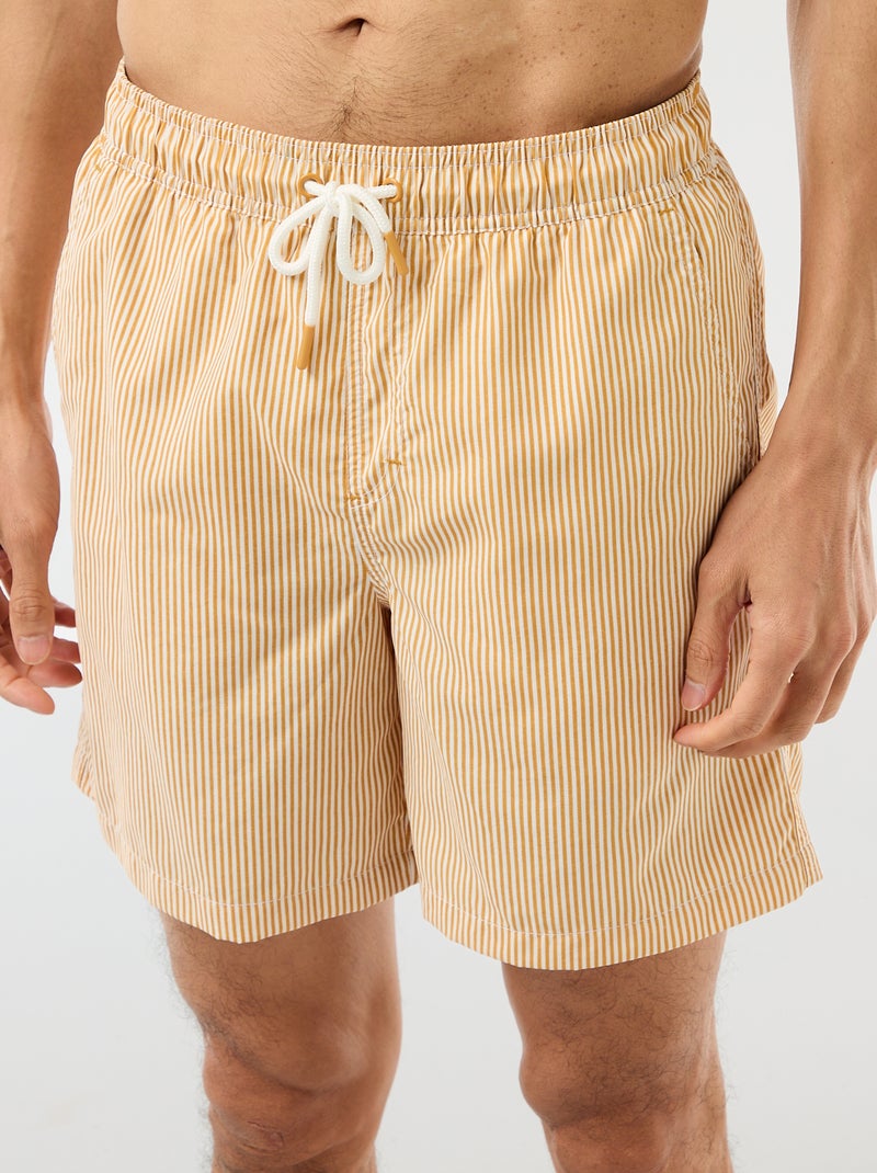 Short de bain rayé Jaune - Kiabi