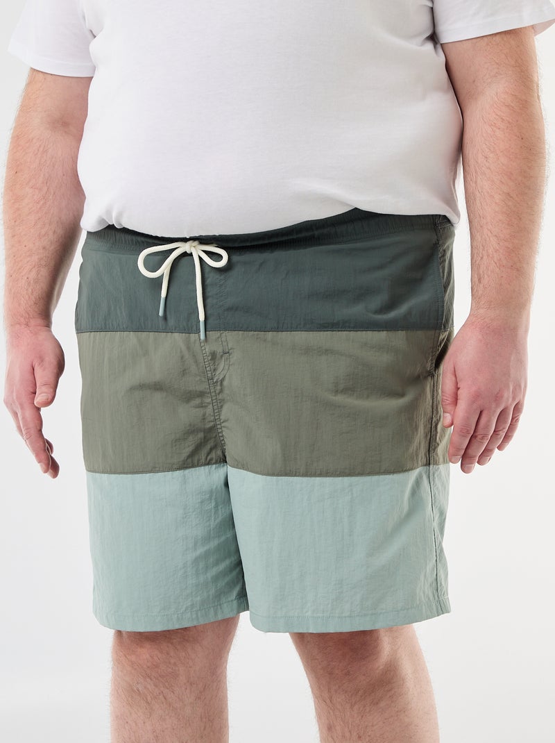 Short de bain tricolore Kaki - Kiabi