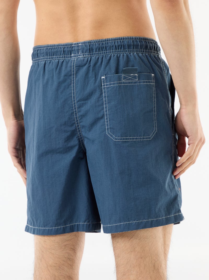 Short de bain uni avec poches Bleu - Kiabi