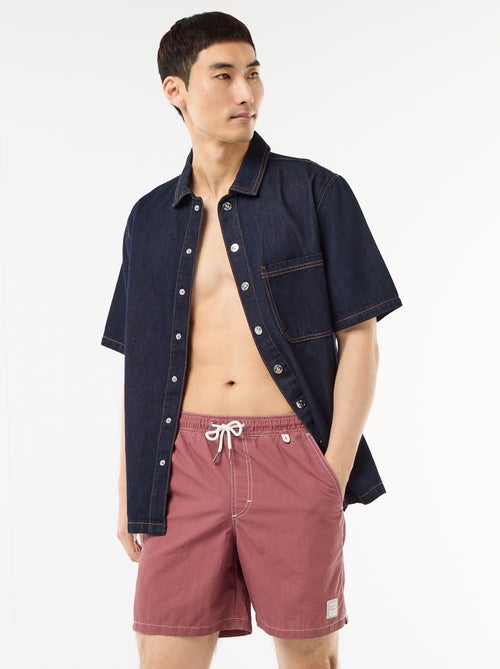 Short de bain uni avec poches - Kiabi