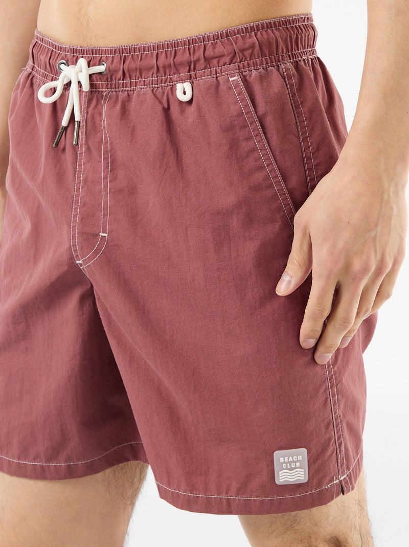 Short de bain uni avec poches Rouge - Kiabi