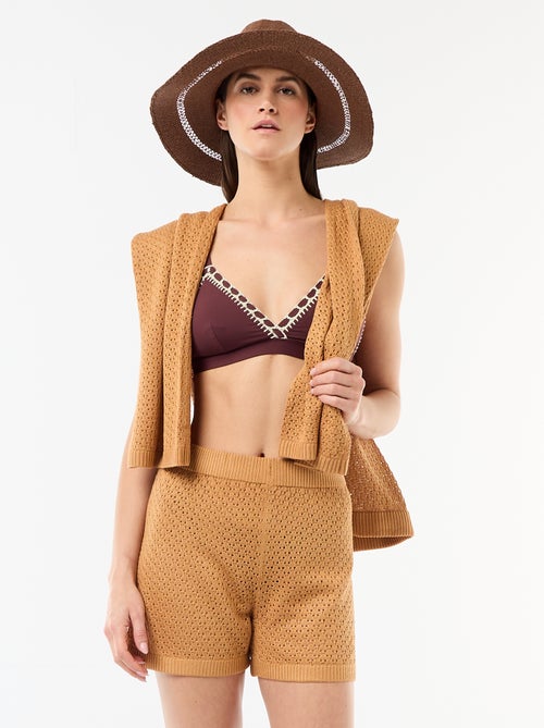 Short de plage en maille crochet - Kiabi