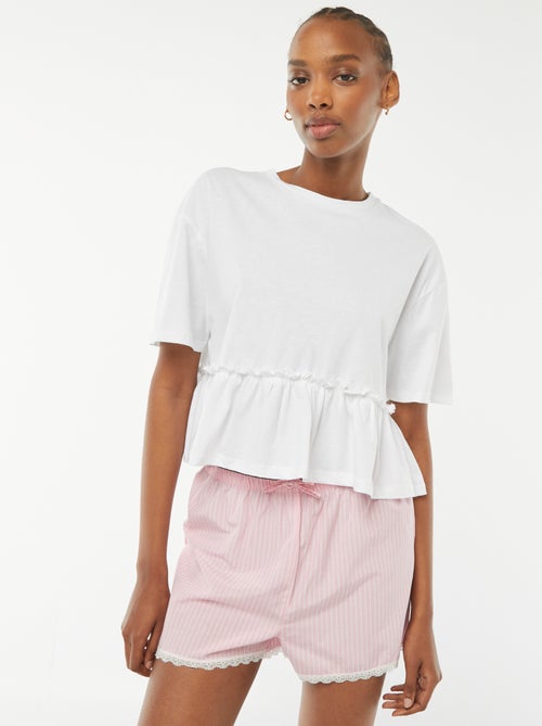 Short de pyjama avec base en dentelle - Kiabi