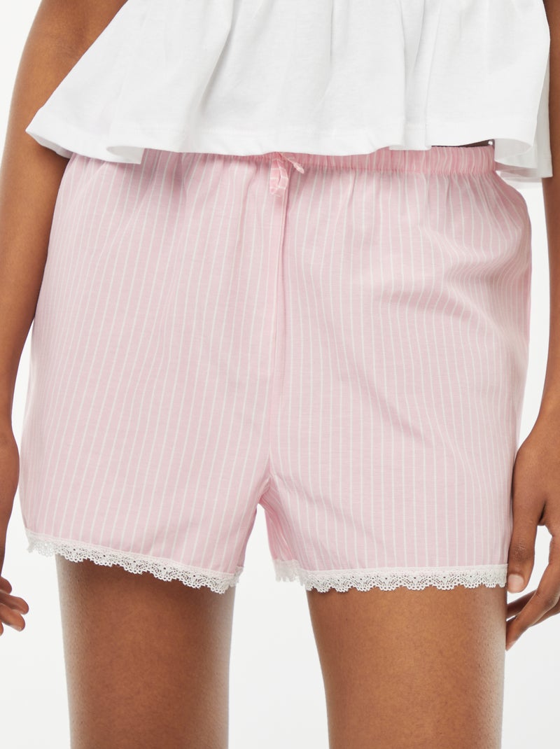 Short de pyjama avec base en dentelle Rose - Kiabi