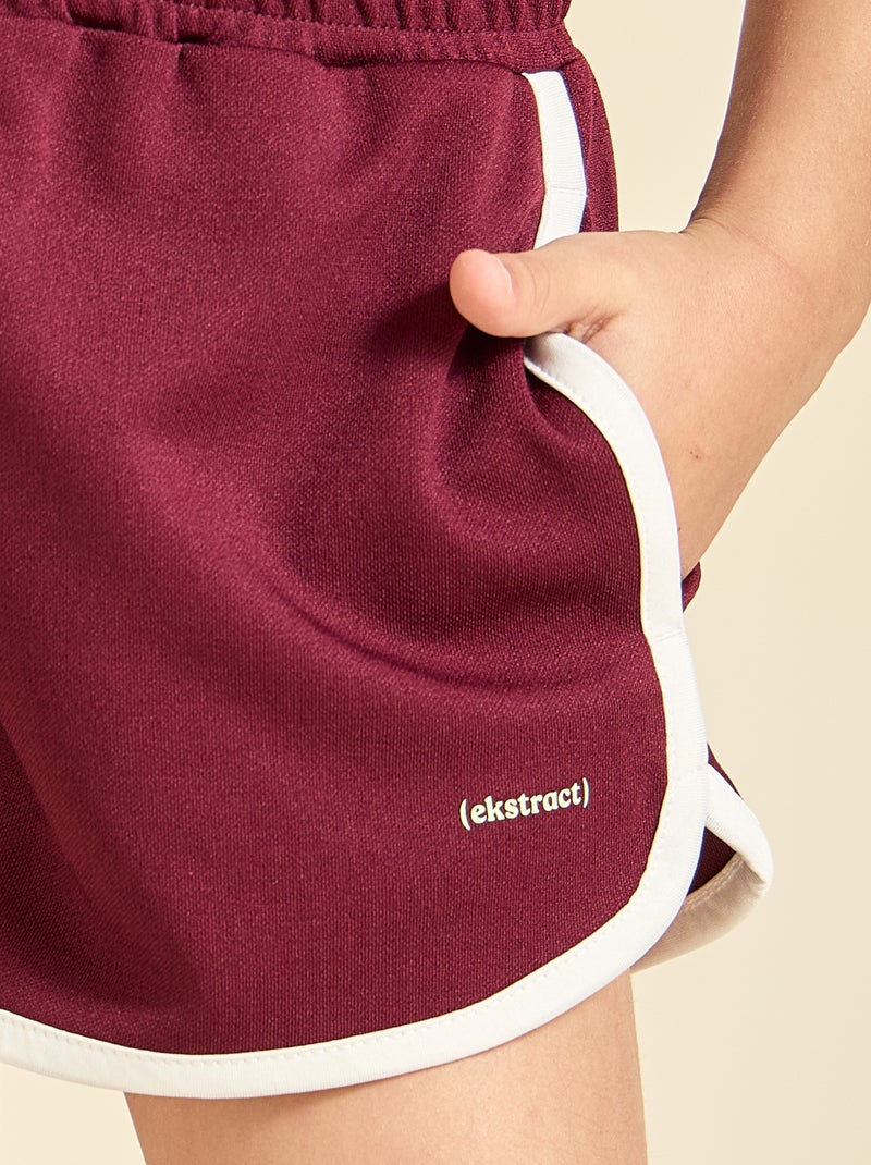 Short de sport avec bandes contrastées - (ekstract) Rouge - Kiabi