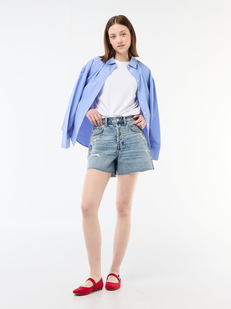 Short denim effet destroy Bleu - Kiabi