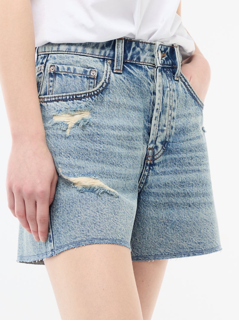 Short denim effet destroy Bleu - Kiabi