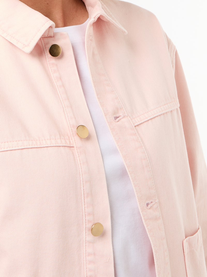 Short Denim Jacket with 2 Patch Pockets Pink - Kiabi