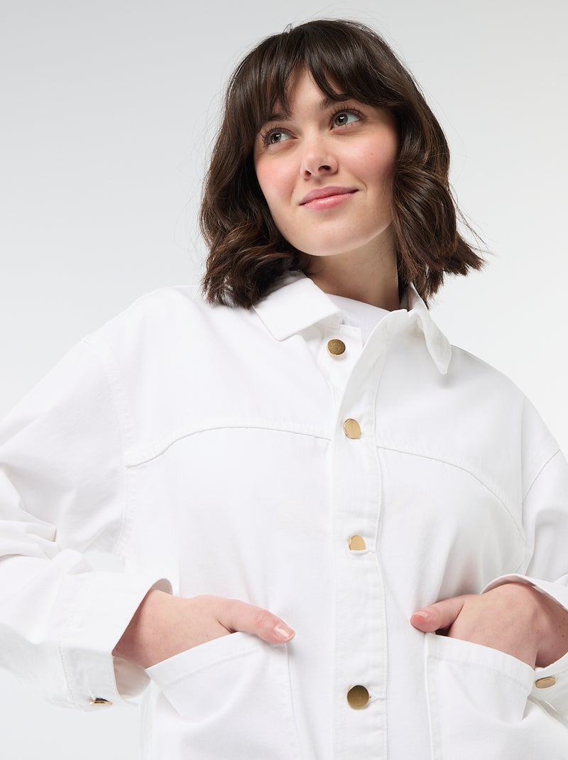 Short Denim Jacket with 2 Patch Pockets White - Kiabi