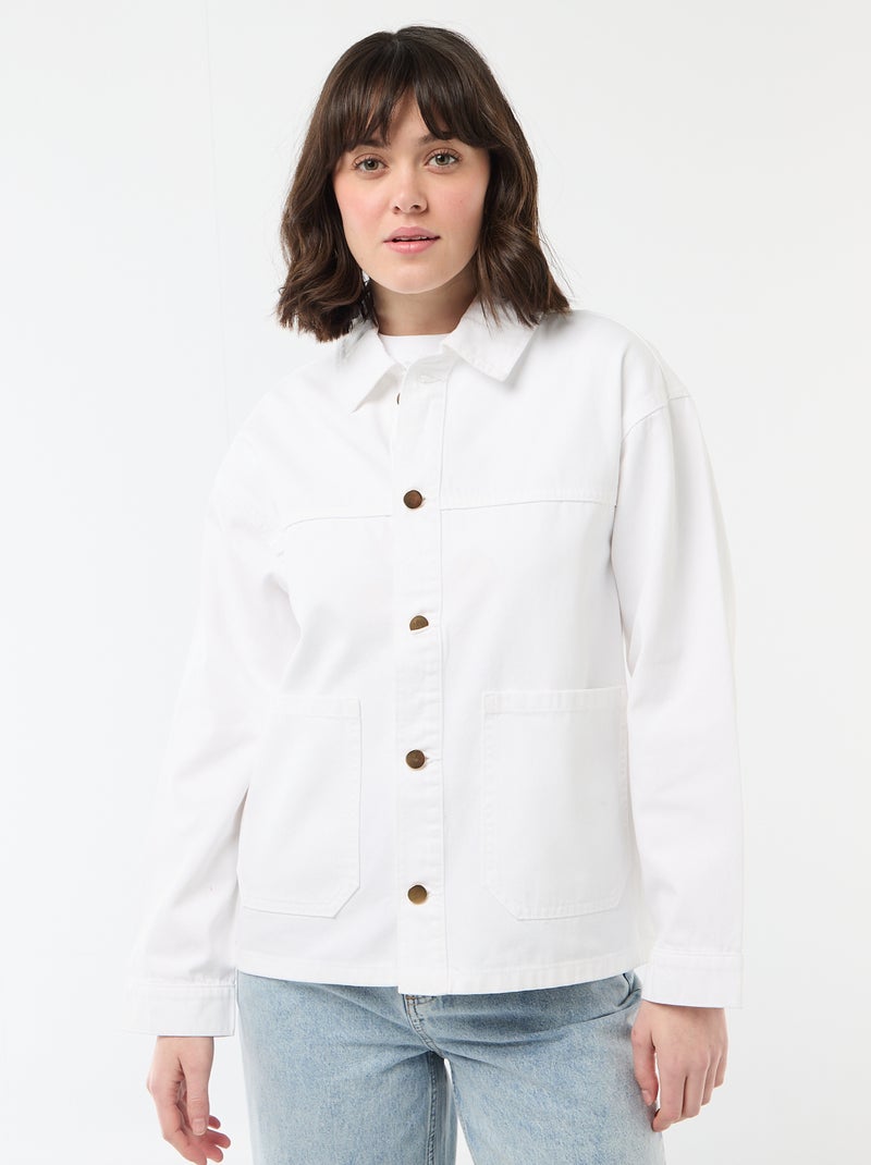 Short Denim Jacket with 2 Patch Pockets White - Kiabi