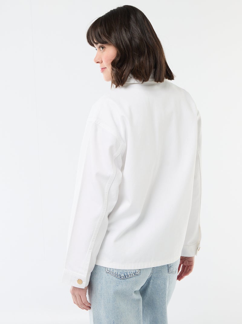 Short Denim Jacket with 2 Patch Pockets White - Kiabi