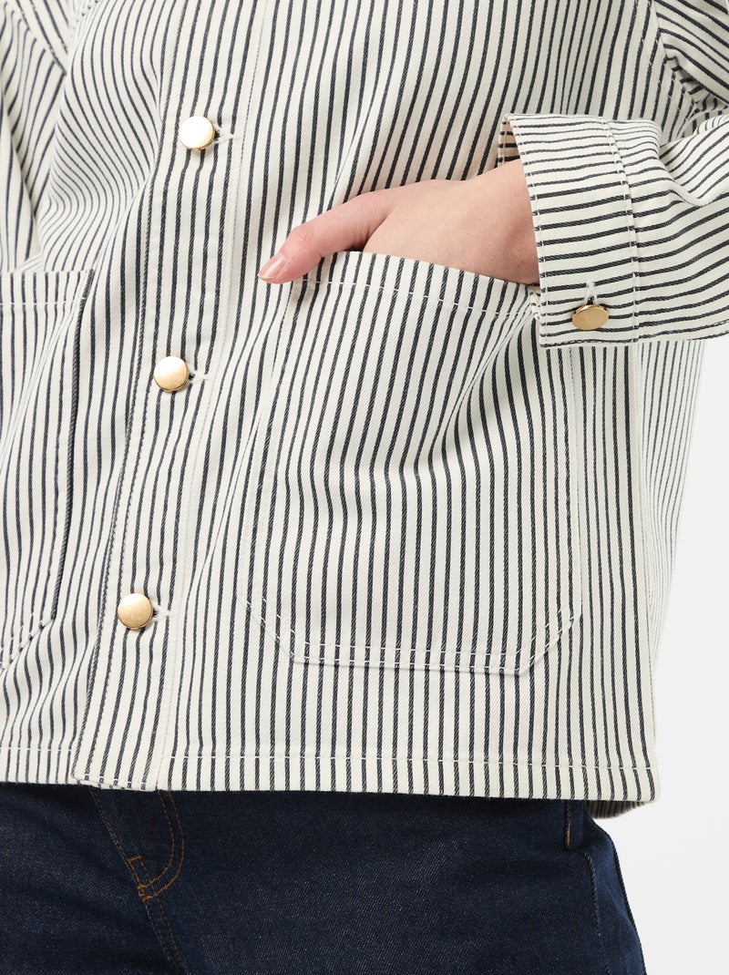 Short Denim Jacket with 2 Patch Pockets White - Kiabi