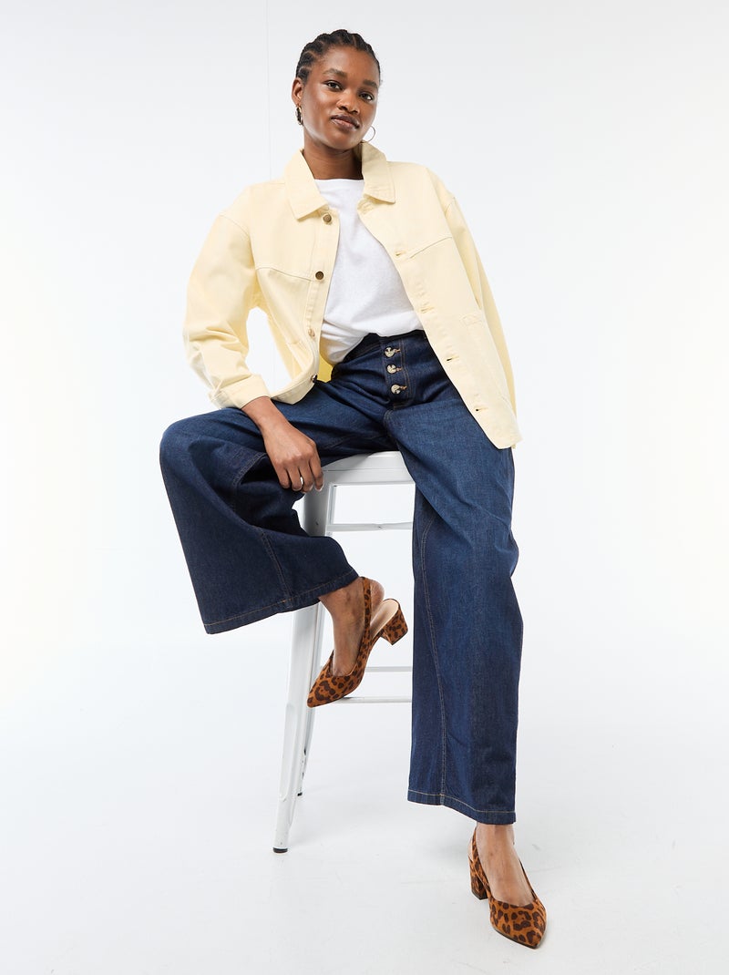 Short Denim Jacket with 2 Patch Pockets Yellow - Kiabi