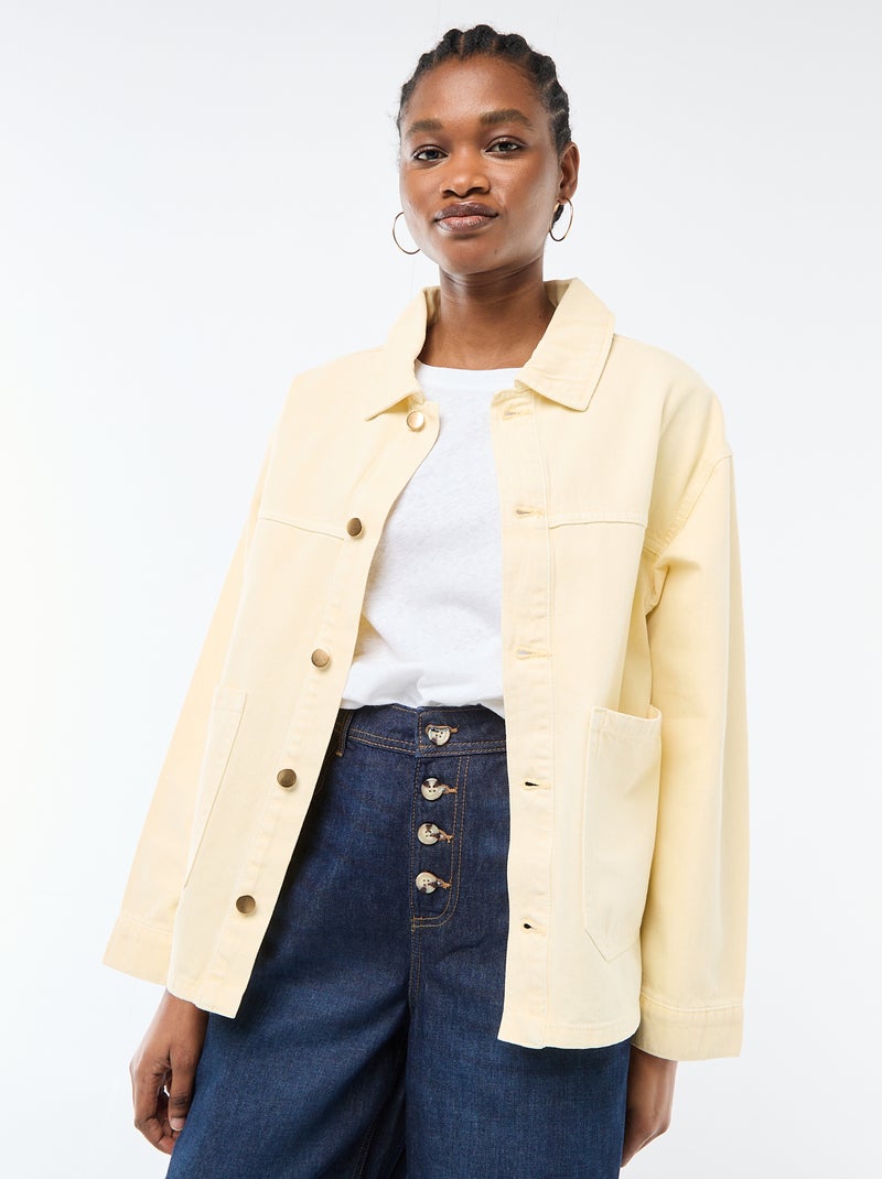Short Denim Jacket with 2 Patch Pockets Yellow - Kiabi